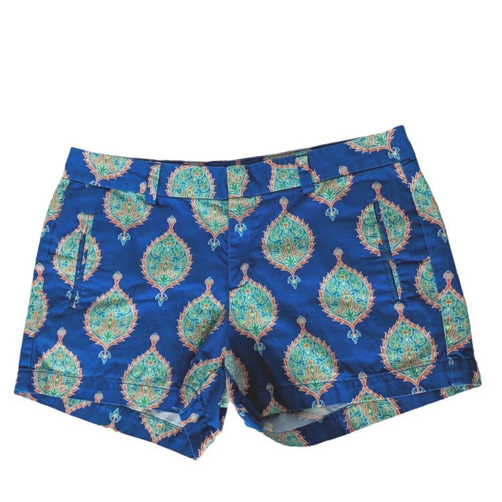 JC Penney Chino Shorts Blue Orange Geometric Size 6
